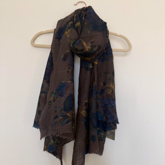 Peruvian Connection Shale Impressionist Shawl Scarf 100% Wool Boho Brown - NWT